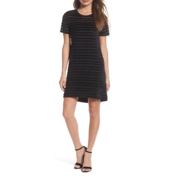 French Connection Bernice Velvet Stripe Dress Sz M - Picture 1 of 8